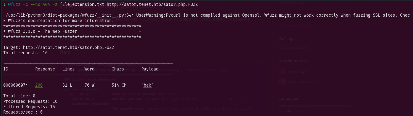 Fuzzing con wfuzz.